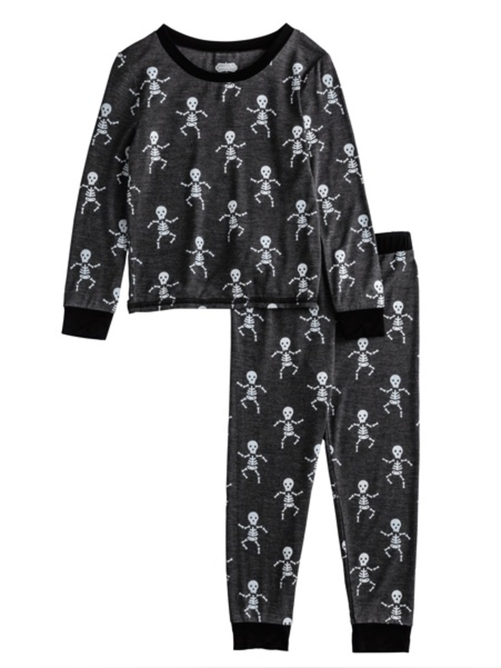 Mud pie skeleton glow in the dark bamboo pajamas